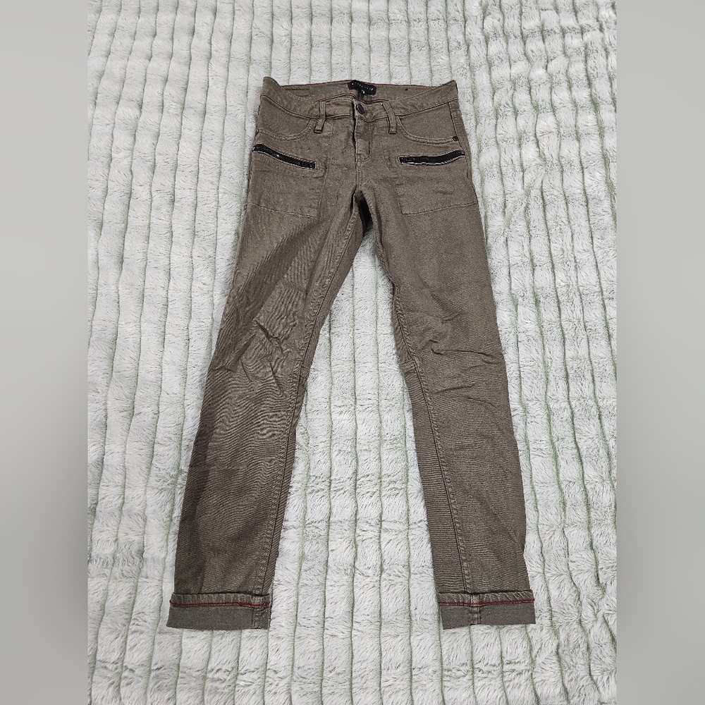 Sanctuary Olive Trousers with Red Stitching